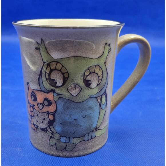 Pier 1 Tan Owl Buddy Mug Large Coffee Mug Mama and Baby Owl 16oz 4.75" Tall - Picture 1 of 9